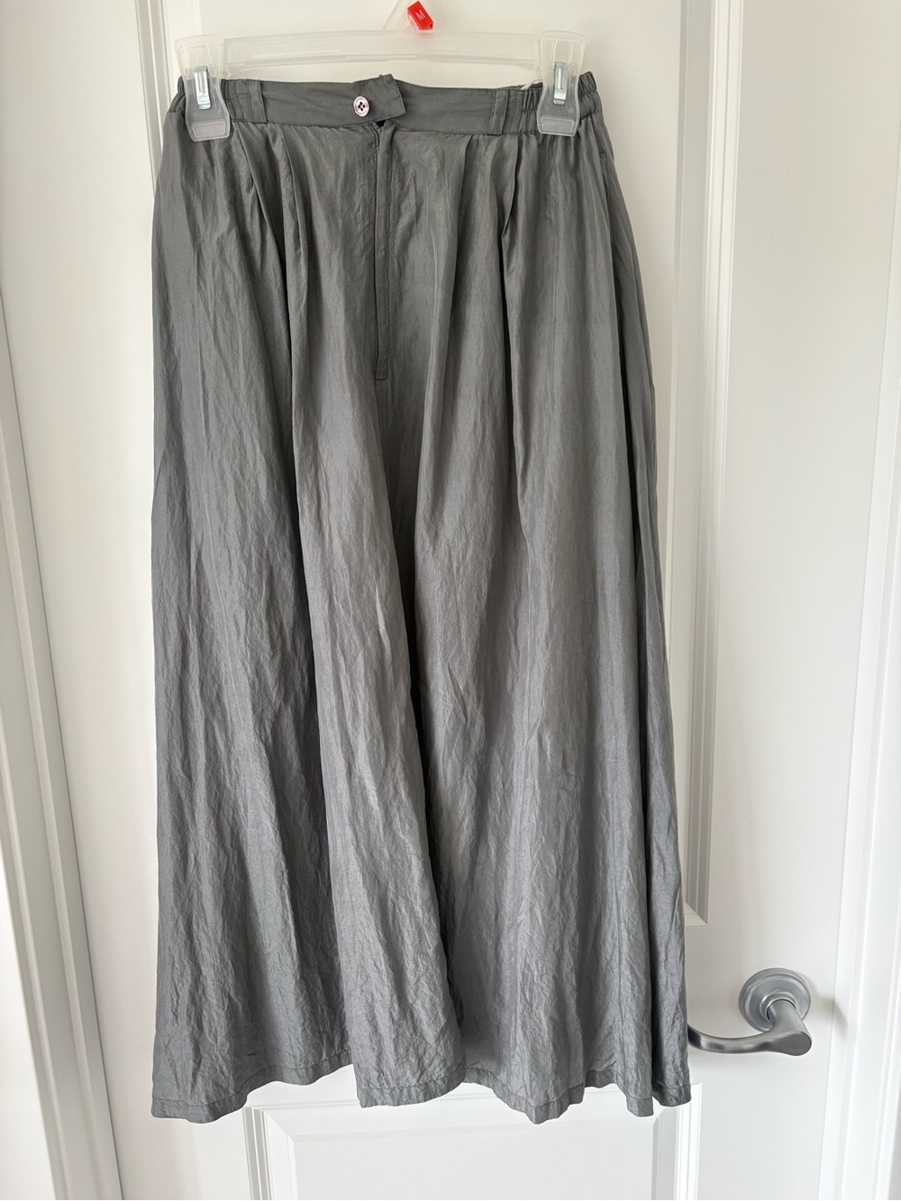Desiree Metallic Grey Shimmer Midi Skirt